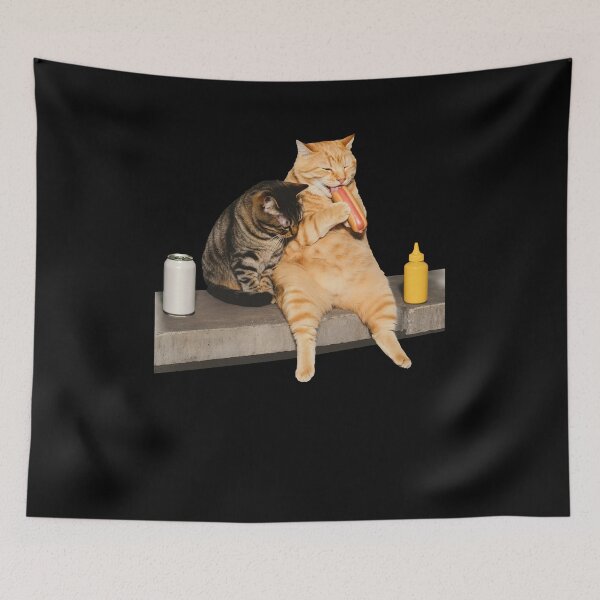 Item preview, Cats Eating Hotdog Funny Meme designed and sold by Hedoraxe.