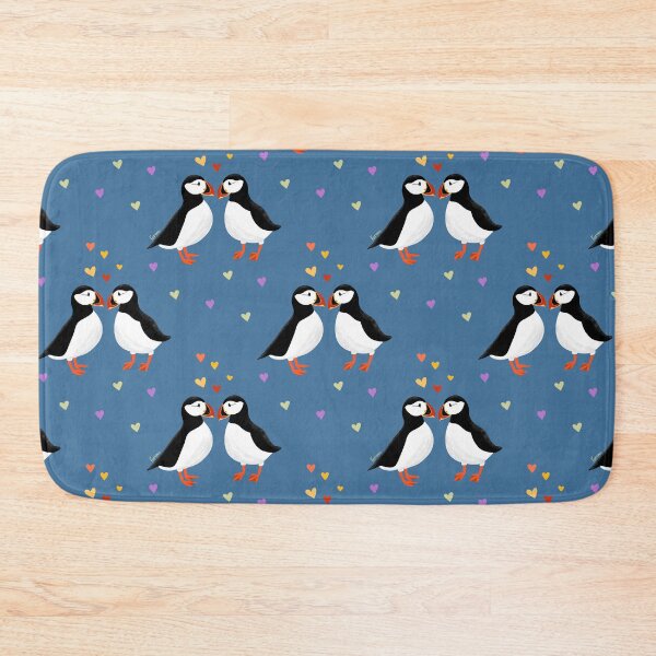 Item preview, Puffins Love Hearts Pattern - blue designed and sold by KarunaDesigns.