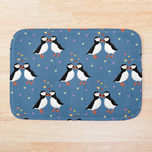 Item preview, Puffins Love Hearts Pattern - blue designed and sold by KarunaDesigns.