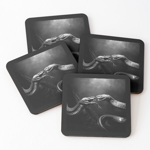 Item preview, Black and White Two Snakes Confrontation Art designed and sold by inkoutninja.