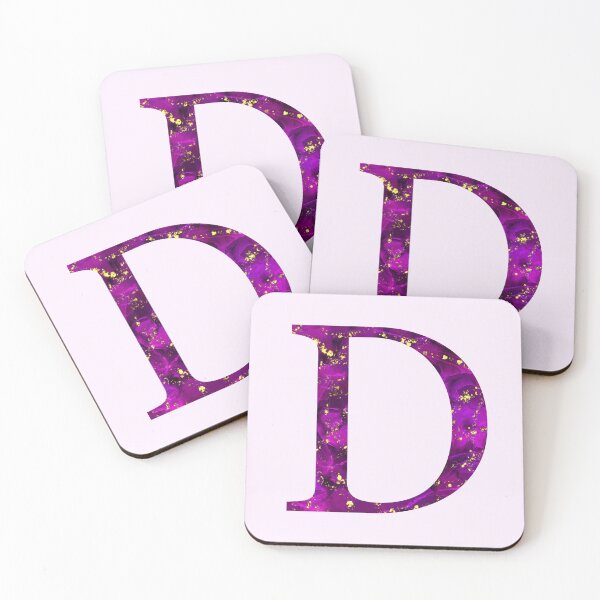 Item preview, Monogram letter D in pink color with gold accents, alcohol ink digital art designed and sold by SweetLilith.