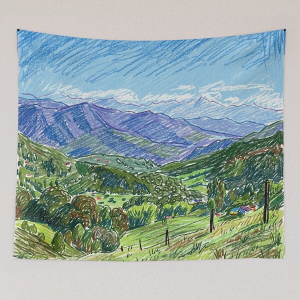 Item preview, Mountainous landscape with meadows and hills designed and sold by CristianCEB.