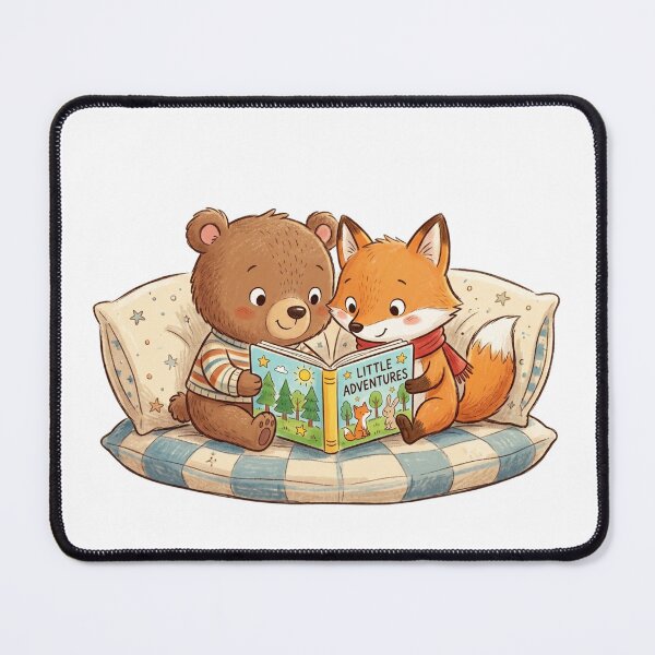 Item preview, Little Adventures - Cute Bear and Fox Reading Together designed and sold by TaiwanMemory.