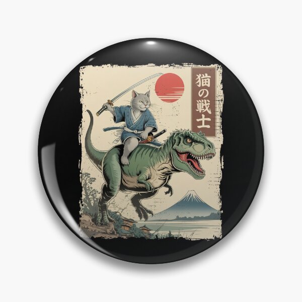 Item preview, Samurai Cat Riding T-Rex Japanese designed and sold by suhairee-studio.