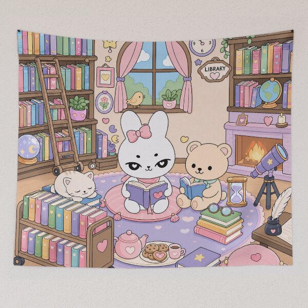 Item preview, Kawaii Cozy Library Reading Time designed and sold by kokoriiland.