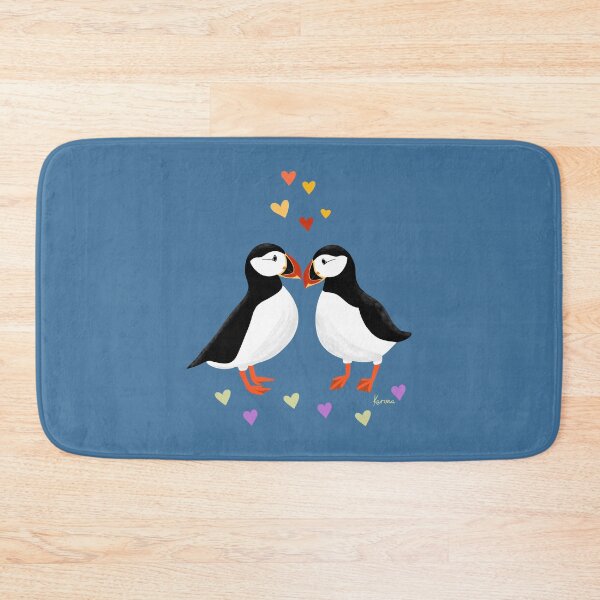 Item preview, Puffins Love Hearts - blue designed and sold by KarunaDesigns.