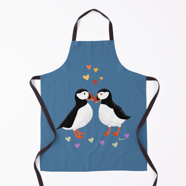 Item preview, Puffins Love Hearts - blue designed and sold by KarunaDesigns.