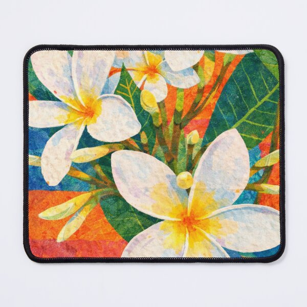 Item preview, White Plumeria Flowers, Colorful Mixed Media Digital Collage, designed and sold by SWSandraWechner.