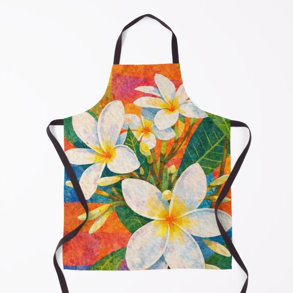 Item preview, White Plumeria Flowers, Colorful Mixed Media Digital Collage, designed and sold by SWSandraWechner.