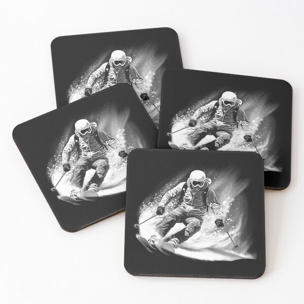 Item preview, Black and White Freestyle Skier Action Art designed and sold by inkoutninja.
