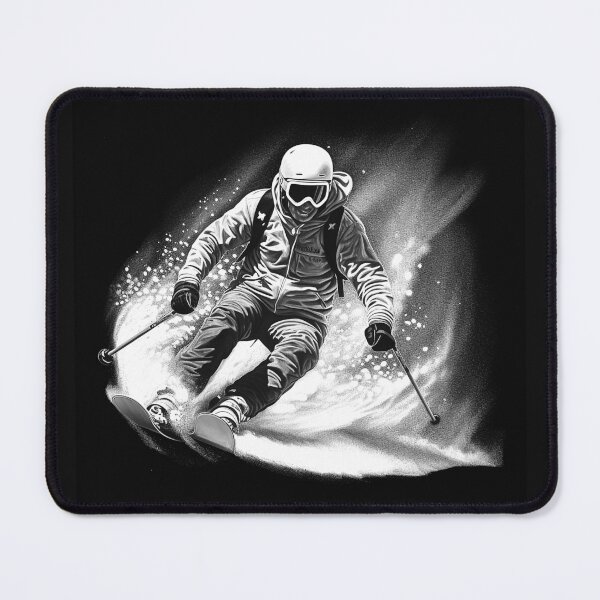 Item preview, Black and White Freestyle Skier Action Art designed and sold by inkoutninja.