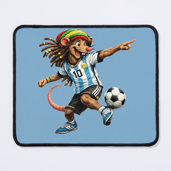 Item preview, Rastafarian Argentina Football Mouse Number 10 designed and sold by digitalbob60.