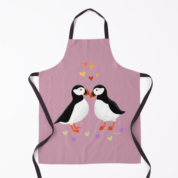 Item preview, Puffins Love Hearts - pink designed and sold by KarunaDesigns.