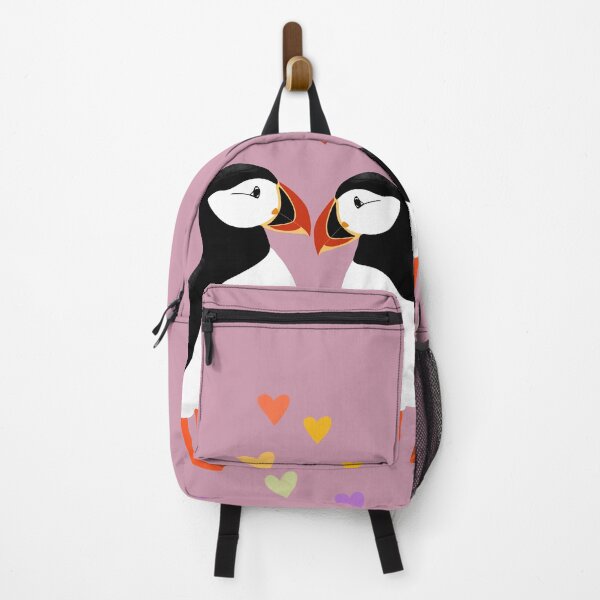 Item preview, Puffins Love Hearts - pink designed and sold by KarunaDesigns.