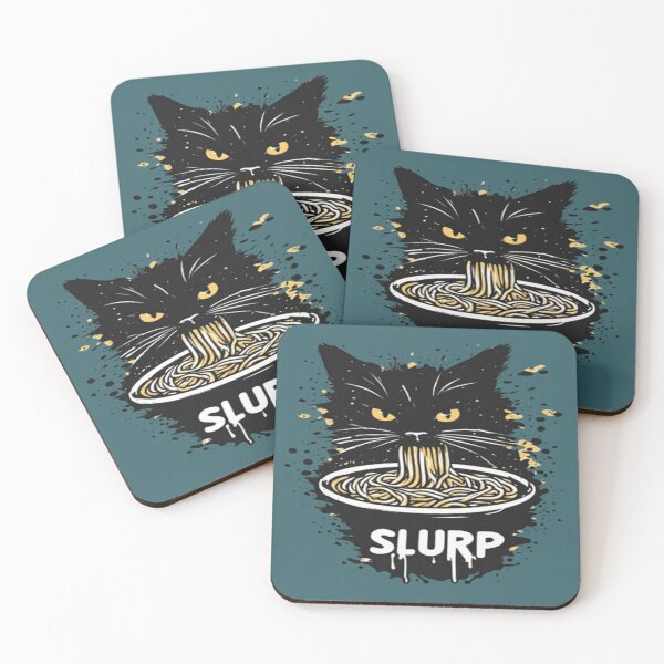 Item preview, Black Cat Slurping Ramen Noodles designed and sold by BlackSheeper.