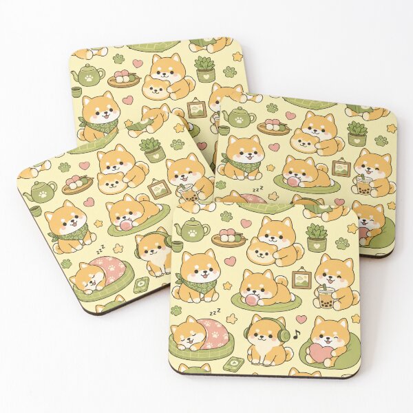 Item preview, Cute Cozy Shiba Kawaii Pattern designed and sold by Soft Berry Studio.