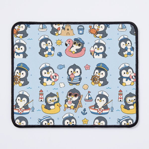 Item preview, Cute Beach Penguin Kawaii Pattern designed and sold by Soft Berry Studio.