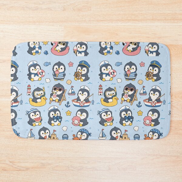 Item preview, Cute Beach Penguin Kawaii Pattern designed and sold by Soft Berry Studio.