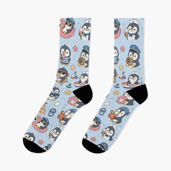Item preview, Cute Beach Penguin Kawaii Pattern designed and sold by Soft Berry Studio.