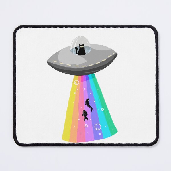 Item preview, Cat Flying a UFO Abducting Fish designed and sold by 80sKidd.