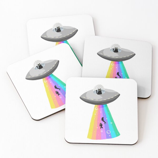 Item preview, Cat Flying a UFO Abducting Fish designed and sold by 80sKidd.