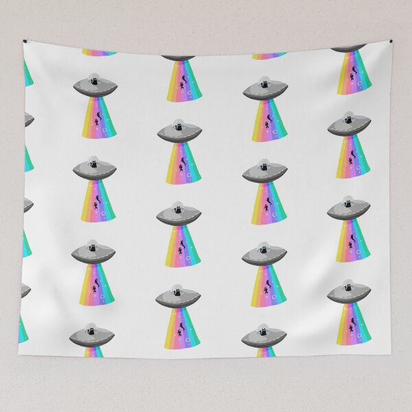 Item preview, Cat Flying a UFO Abducting Fish designed and sold by 80sKidd.