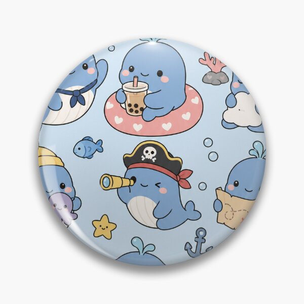 Item preview, Cute Ocean Whale Kawaii Pattern designed and sold by Soft Berry Studio.