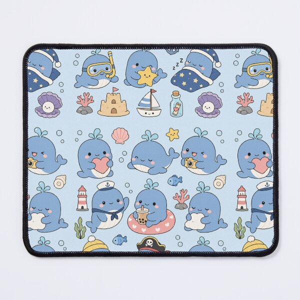 Item preview, Cute Ocean Whale Kawaii Pattern designed and sold by Soft Berry Studio.