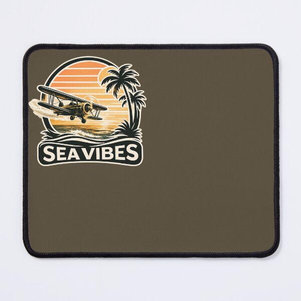 Item preview, Sea Vibes - Vintage Biplane Flying at Sunset designed and sold by SilentPowerArt.