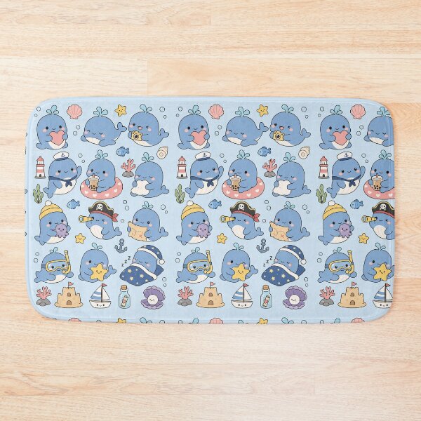 Item preview, Cute Ocean Whale Kawaii Pattern designed and sold by Soft Berry Studio.