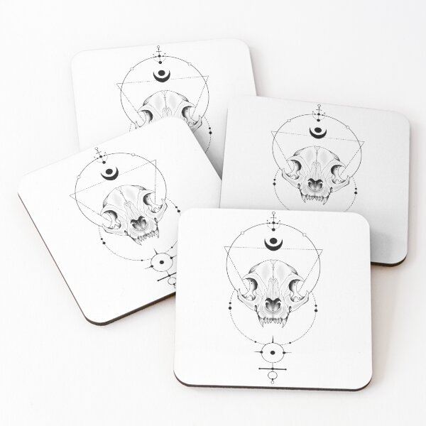 Item preview, Geometric Cat Skull Sacred Geometry Moon Art designed and sold by Salty Psyche.
