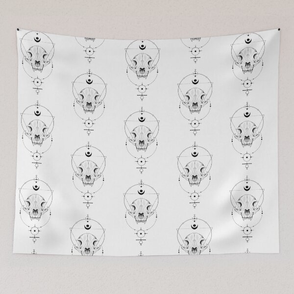 Item preview, Geometric Cat Skull Sacred Geometry Moon Art designed and sold by Salty Psyche.
