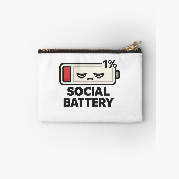 Item preview, Social Battery 1% Sticker | Introvert Meme designed and sold by HaveAGoodDay365.