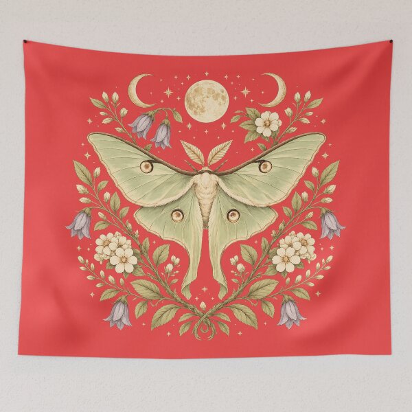 Item preview, Luna Moth, Vintage Botanical, Celestial Moth, Cottagecore Nature, Witchy Floral designed and sold by PastelWingg.
