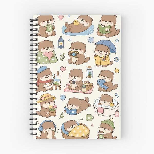 Item preview, Cute Cozy Otter Picnic Kawaii Pattern designed and sold by Soft Berry Studio.