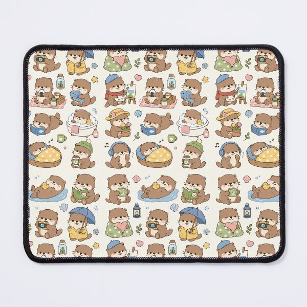 Item preview, Cute Cozy Otter Picnic Kawaii Pattern designed and sold by Soft Berry Studio.