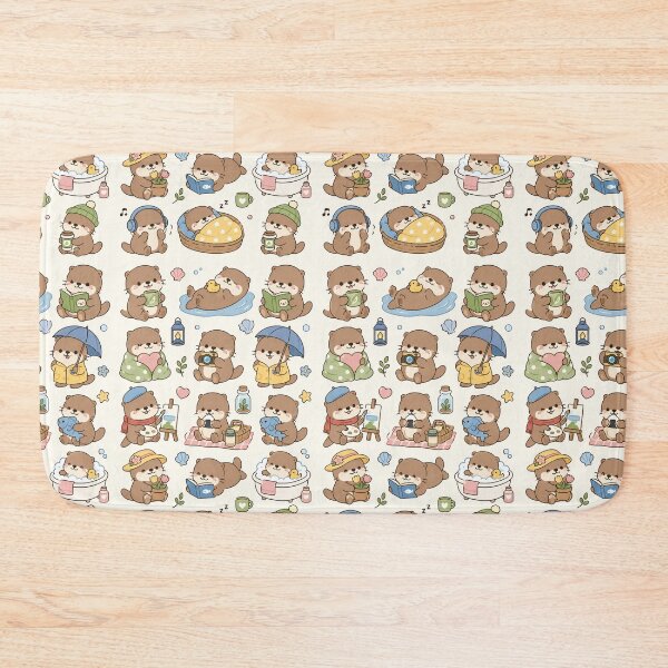 Item preview, Cute Cozy Otter Picnic Kawaii Pattern designed and sold by Soft Berry Studio.