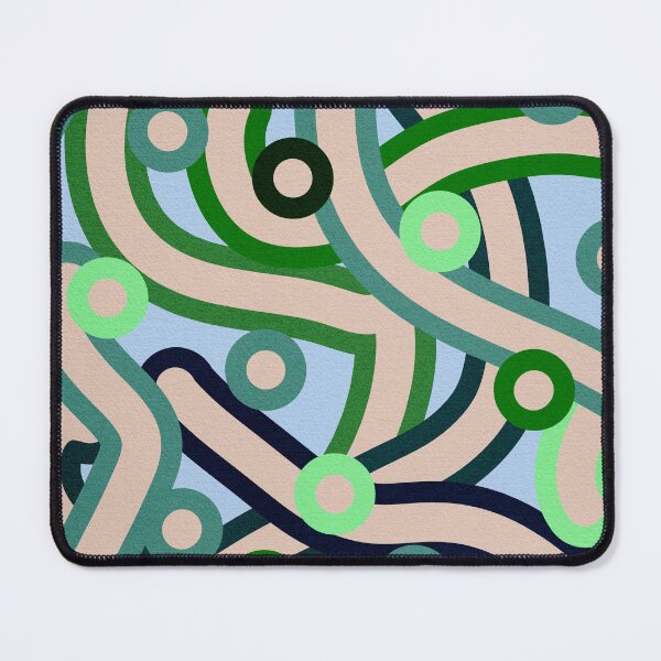 Item preview, Abstract Geometric Pattern with Curved Lines and Circles in Green and Blue Tones designed and sold by SweetLilith.