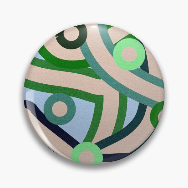 Item preview, Abstract Geometric Pattern with Curved Lines and Circles in Green and Blue Tones designed and sold by SweetLilith.