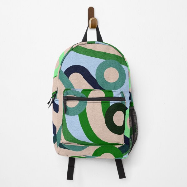 Item preview, Abstract Geometric Pattern with Curved Lines and Circles in Green and Blue Tones designed and sold by SweetLilith.