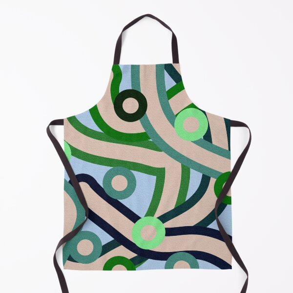 Item preview, Abstract Geometric Pattern with Curved Lines and Circles in Green and Blue Tones designed and sold by SweetLilith.
