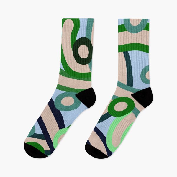 Item preview, Abstract Geometric Pattern with Curved Lines and Circles in Green and Blue Tones designed and sold by SweetLilith.