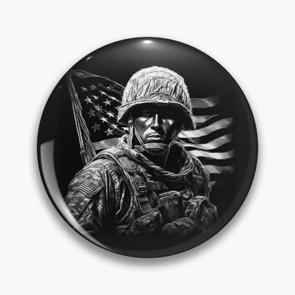 Item preview, Black and White American Soldier Portrait Art designed and sold by inkoutninja.