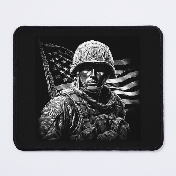 Item preview, Black and White American Soldier Portrait Art designed and sold by inkoutninja.