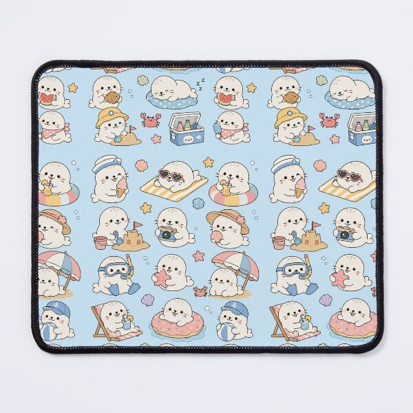 Item preview, Cute Beach Seal Kawaii Pattern designed and sold by Soft Berry Studio.
