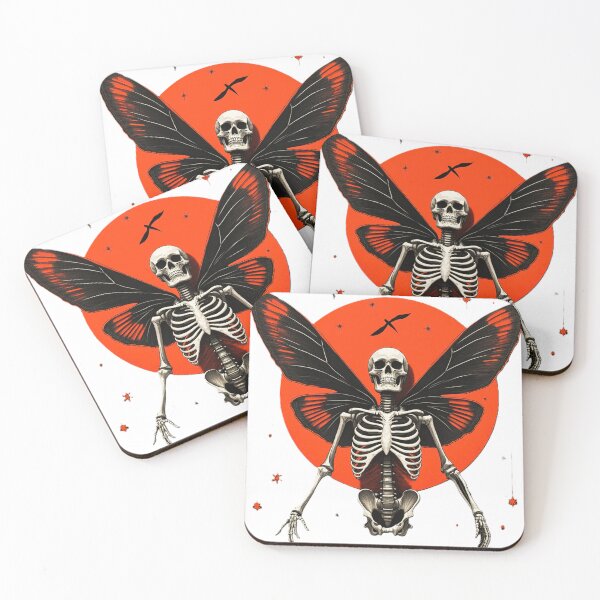Item preview, Gothic Skeleton with Red and Black Moth Wings Under Red Moon designed and sold by Dark-Circuit-Haven.