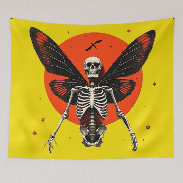 Item preview, Gothic Skeleton with Red and Black Moth Wings Under Red Moon designed and sold by Dark-Circuit-Haven.
