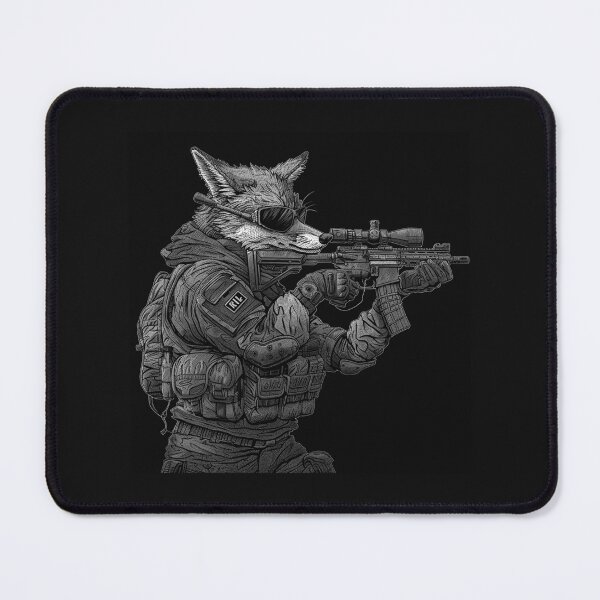 Item preview, Black and White Tactical Fox Sniper Art designed and sold by inkoutninja.