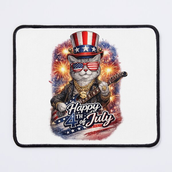 Item preview, Funny Cat 250 Years Rock American Flag Patriotic 4th of July designed and sold by QuiteOrbit.