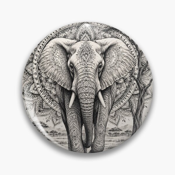 Item preview, Majestic Elephant Mandala Art Print | Black and White Wildlife Mandala Wall Art | Sacred Geometry Animal Illustration | Boho Safari Decor designed and sold by suryabumblee.